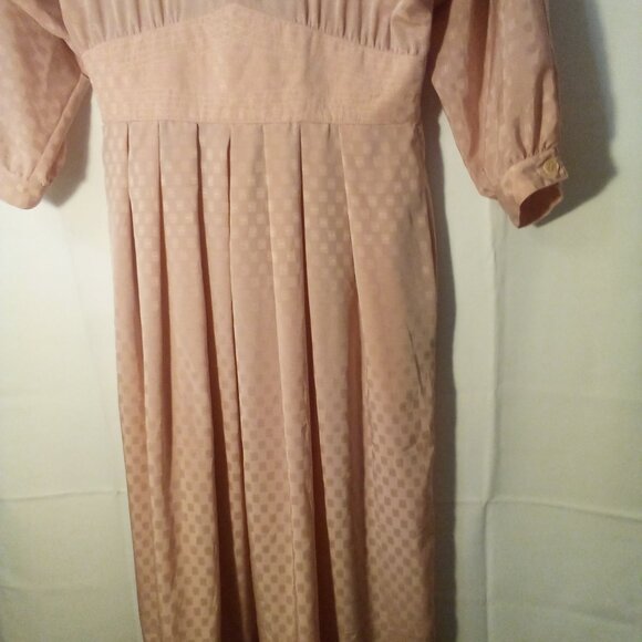 Joan Sparks For Daniel Barrett Vintage Dress Women 14 Long Sleeve Satin Pink - Picture 10 of 15
